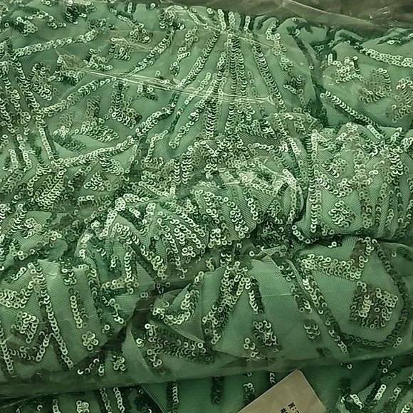 Mint Blue, V Neck,  Sleeveless,  Strapless,  Draped Beads, Sequined Merm… - Picture 8 of 11